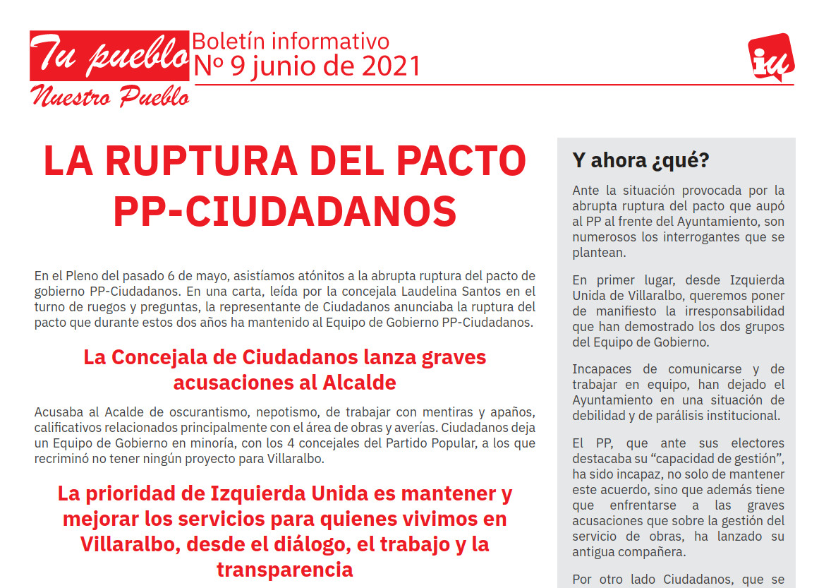 Ya está disponible el número de junio de 2021 de la Revista de IU Villaralbo